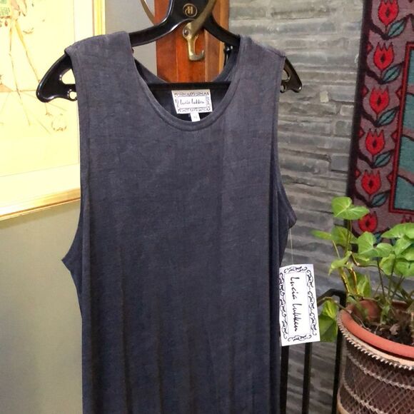 NWT 90s Lucia Lukken Slinky Slip Dress XL, Dark Grey, Sleek Minimalist Elegant - Picture 5 of 12